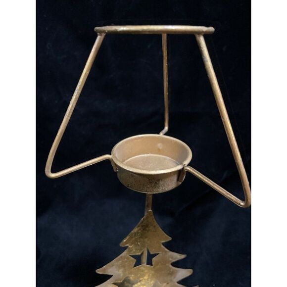 Vintage Christmas Tree Snowflake & stars Votive Candle Holder 10” - Picture 5 of 10